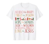 Believe Like Mary Trust Christmas Nativity Jesus Christian Value Graphic T-Shirt, Men, White, L