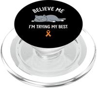 Believe Me Im Trying My Best Tired Cat Orange Awareness PopSockets PopGrip for MagSafe