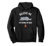 Believe Me Im Trying My Best Tired Cat Orange Awareness Pullover Hoodie