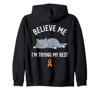 Believe Me Im Trying My Best Tired Cat Orange Awareness Zip Hoodie