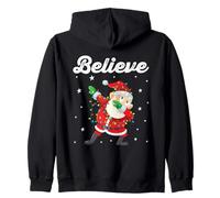 Believe Santa Dabbing Stars Around Christmas Holiday Costume Zip Hoodie
