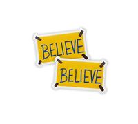 Believe Sign with Tape Magnet 2pk 3x1.9” Decal Lasso Banner Sign Yellow and Blue Inspiration Encouraging Football Soccer Locker Room Home Office Biscuits with The Boss