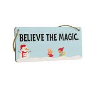 Believe the Magic Festive Plywood Hanging Sign - Christmas Decor and Idea for Family, Home or Grandparents - Novelty Snowman Sign (smlsgn-ha23-believemagic)