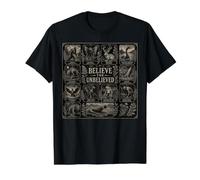 Believe The Unbelieved Cryptozoology Guide Bigfoot Mothman Value Graphic T-Shirt, Men, Black, L