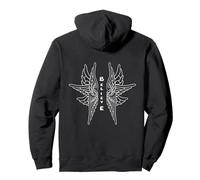 Believe Wings Back Print faithful angel Pullover Hoodie