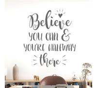 Believe You Can and You're Halfway There - Wall Quote, Wall Art Sticker [Large] [Dark Grey]