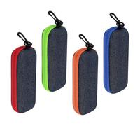 BELIHOME Pack of 4 Glasses Cases Made of Denim Fabric, Travel Glasses Bag with Zip, Hard Glasses Case, Portable Glasses Storage, Trendy Fashionable Sunglasses Case for Men and Women