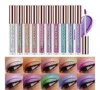 Beliky Girl 10 Color Metallic Glitter Liquid Eyeshadow Set, Waterproof Smoky Eyeshadow, Long-Lasting Quick-Drying Eye Makeup Kit (B), Pack of 1