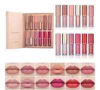 Beliky Girl 12 Colors Nude Liquid Lipstick Makeup Set Matte Velvet Non-Stick Cup Not Fade Long-Lasting Waterproof Pink Lip Gloss High Shine Lip Plumping Glass Finish Lipstick Set Gift Kit For Women