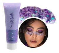 Beliky Girl Body Glitter Gel, 50ml Face Glitters Body Sequins Shimmer Liquid Eyeshadow, Mermaid Sequins Liquid Holographic Glitter Gel, Chunky Glitters for Eye Hair Nail DIY Art(Purple)