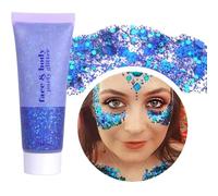 Beliky Girl Body Glitter Gel, 50ml Face Glitters Body Sequins Shimmer Liquid Eyeshadow, Mermaid Sequins Liquid Holographic Glitter Gel, Chunky Glitters for Eye Hair Nail DIY Art(Blue)