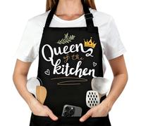 Belillpipi Cooking Aprons for Women, Baker Aprons with 3 Pockets for Women Men, Funny Baking Apron Gifts for Bakers Wife Mother Daughter, Adjustable Kitchen Aprons for Wife Mum Aunt Sister Grandma