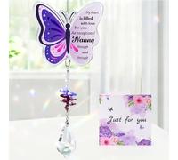 Belillpipi Gifts for Nanny, Butterfly Crystal Suncatcher Hanging Ornament, Thank You Gifts for Nanny, Birthday, Christmas, or Appreciation Presents for Babysitter or Childminder