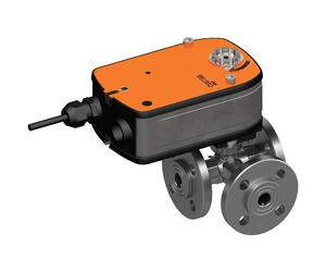 Belimo 3-Way Ball Valve DN20 Flange Kvs32 230VAC Fail-Safe NO 75s 2-point 4Nm IP54 R7020R-B1/LRF230-O