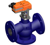Belimo 3-Way Globe Valve DN65 Flange 18mm Stroke Kvs58 24VAC/DC 35s 2-10V 1500N IP54 H764R/SVC24A-SR-TPC