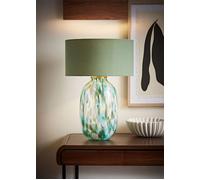 Belinda Green Confetti Glass Table Lamp with Forest Green Drum Shade ValueLights Green One Size