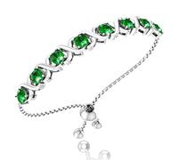 Belinda Jewelz Womens Classic Beautiful 925 Sterling Silver Sparkling Gemstone Adjustable XO Bolo Tennis Bracelet Bangle Fine Wrist Jewelry Fashion Accessory, Gemstone, Emerald