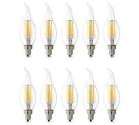 BELINGGO 10 Pack E14 LED Dimmable 4W Warm White 2700K, C35 Bent Tip Flame Shape, Vintage Led Chandelier Light Bulbs, 40w Candelabra Halogen Bulb, LED Candle Filament Bulb Light