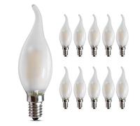 BELINGGO E14 Dimmable LED Candelabra Bulbs 4W, 2700K Warm Soft White 400LM, LED E14 Edison Screw Candle Bulb, C35 Frosted Glass Flame Shape Bent Tip, Pack of 10