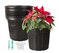 Belinlen 24 Pack 23.5cm Plastic Thickened Plant Pots with 24 Pcs Waterproof Plastic T-Type Plant Tags and 2Pcs/Set Transplanting Digging Mini Tools