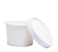Belinlen 40 Set 12 oz Ice Cream Cups with Paper Lids, Paper Hot/Cold Soup Cups with Lids (White)