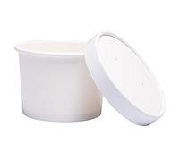 Belinlen 40 Sets 8 Oz Paper Ice Cream Cups Paper Dessert Cups with Lids White Ice Cream Pots with Lids Biodegradable Takeaway Paper Bowl Containers for Hot and Cold Food, Soup, Sundae，Frozen Yoghurt