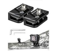 Belinous Hood Light Mounting Bracket, 2PCS Ditch Light Brackets for Led Light Bar Work Light Pillar Pod, Hood Hinge Light Bracket for Truck SUV Cars, Aluminum Alloy Clamp Mount No Drilling (Black)