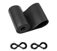 BELINOUS Leather Steering Wheel Cover Lace Up, Stitch on Steering Wheel Wrap, Universal Fit 13-20 Inch Car Truck Pickup Boat, A Whole Piece of Cowhide, DIY w/Needle Thread (Size M0, Black)