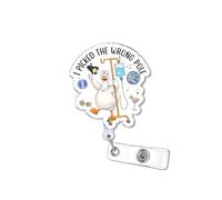 BELISMIA I Picked The Wrong Pole 2 Inches Alligator Clip Retractable Badge Reels, Funny Silly Goose Acrylic ID Badge Holder, Medical Healthcare Accessories DIY Gifts for Boys Girls Co-Worker Nurses
