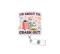 BELISMIA I'm About to Crash Out 2 Inches Alligator Clip Retractable Badge Reels, Funny Silly Goose Nurse Acrylic ID Badge Holder, Medical Healthcare Accessories DIY Gifts for Boy Girl Co-workers Nurse