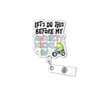 BELISMIA Let's Do This Before My Anxiety Kicks in 2 Inches Alligator Clip Retractable Badge Reels, Funny Frog Animal Acrylic ID Badge Holder, Mental Health Accessories DIY Gifts for Boy Girl Co-worker