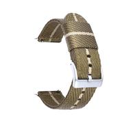 Belivceng 18mm 20mm 22mm 24mm Diagonal Stripes Nylon Watch Strap with Quick Release Pins,Brown Beige Silver1,20mm