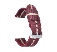 Belivceng 18mm 20mm 22mm 24mm Diagonal Stripes Nylon Watch Strap with Quick Release Pins,Red Beige Silver 1,22mm