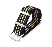 Belivceng 20mm 22mm Woven Nylon Canvas Watch Strap for Water Sports and Recreation,Black White Yellow,20mm