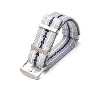 Belivceng 20mm 22mm Woven Nylon Canvas Watch Strap for Water Sports and Recreation,Grey White Blue,20mm