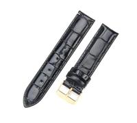 Belivceng Bamboo Pattern Design Leather Watch Band, Water-Resistant, with Metal Buckle, for Women and Men, 14mm to 22mm Sizes,B Black Gold,22mm