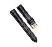 Belivceng Bamboo Pattern Leather Watch Strap with Steel Pin Buckle, 18mm to 22mm Sizes, Durable Replacement Band Accessories,Black - Gold,14mm