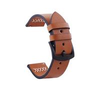 Belivceng Classic Leather Watch Band Black Buckle, Easy-Change Strap with Quick Release Spring Bars, 20mm and 22mm Sizes,Light Brown,22mm