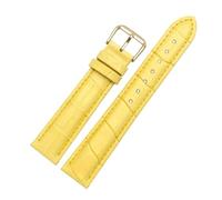 Belivceng Crocodile Pattern Leather Watch Strap, Durable Replacement Band Accessories 12mm to 22mm Sizes,Yellow,14mm