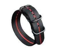 Belivceng Durable Single-Layer Nylon Watch Strap - Replacement Band 18mm to 28mm for Men and Women,Black A Red Line,20mm