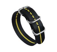 Belivceng Durable Single-Layer Nylon Watch Strap - Replacement Band 18mm to 28mm for Men and Women,Black A Yellow T,20mm