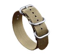 Belivceng Durable Single-Layer Nylon Watch Strap - Replacement Band 18mm to 28mm for Men and Women,Khaki Silver Buckle,20mm