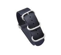 Belivceng Duty Waterproof Nylon Strap with Stripe Pattern and Metal Ring Buckle - Replacement Watch Band, 20mm 22mm,R Blue - Black,22mm