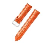 Belivceng Genuine Leather Watch Band, for Men and Women, 12mm to 22mm Sizes Replacement Strap Accessories,Orange,14mm
