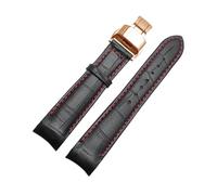 Belivceng Genuine Leather Watch Band with Steel Buckle, Curved End Strap for Replacement Bracelet, 20mm to 22mm Sizes,Red Rose F,21mm