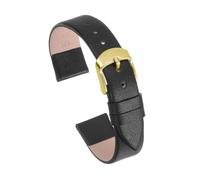 Belivceng Genuine Leather Watch Strap, Thin Design, 12mm to 22mm Replacement Accessory,Black Gold,14mm