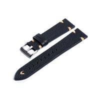 Belivceng Genuine Leather Watch Strap, Vintage Italian Style, for Men, 20mm and 22mm Sizes , Durable Replacement Band Accessories,Black-Silver,20mm