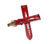 Belivceng Genuine Leather Watch Strap with Butterfly Buckle, 12mm to 18mm Replacement Band Accessories,Red Rose Gold,12mm