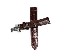 Belivceng Genuine Leather Watch Strap with Butterfly Buckle, 12mm to 18mm Replacement Band Accessories,Brown Silver F,14mm