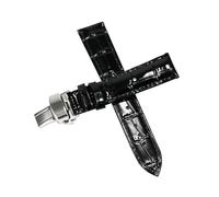 Belivceng Genuine Leather Watch Strap with Butterfly Buckle, 12mm to 18mm Replacement Band Accessories,Black Silver F,15mm